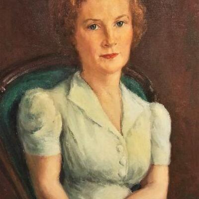 Lot #54  Vintage original Oil painting of a Demure Young Lady - Listed Artist