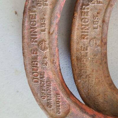 7 Double Ringer 2.5 lbs Official Diamond Drop Forged Horseshoes w/2 stakes
