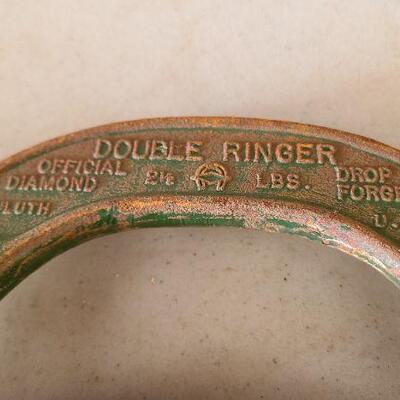 7 Double Ringer 2.5 lbs Official Diamond Drop Forged Horseshoes w/2 stakes