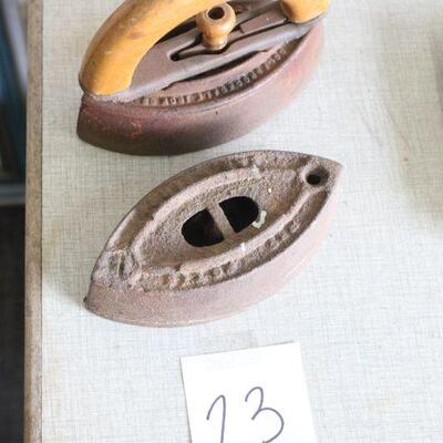 Lot 23 Antique Irons w/ Advertising