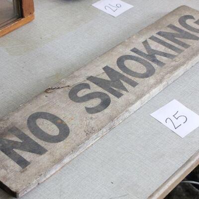Lot 25 Original 2 Sided 'No Smoking' Wood Sign