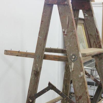 Lot 40 Two Vintage Wooden Ladders