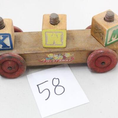 Lot 58 Vintage Wood Twistaway Block Toy
