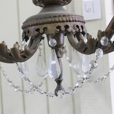 Lot 61 Antique Chandelier w/ Crystal Salvage Light