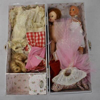 Doll Storage Box with Dolls & Clothing
