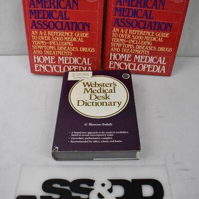 3 pc Hardcover Medical Books: Medical Encyclopedia & Dictionary