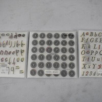 6 Sets of My Acrylix Clear Stamps Sets by Close to my Heart, Alphabets & Numbers