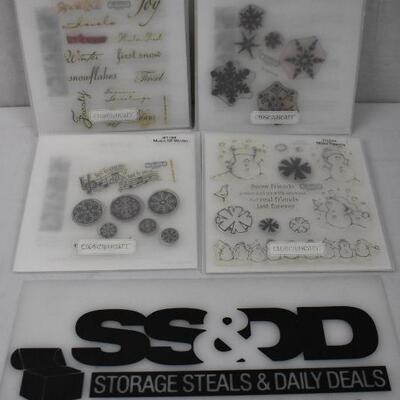 4 Stamp Sets, Clear Acrylic by Close To My Heart, Winter Themes