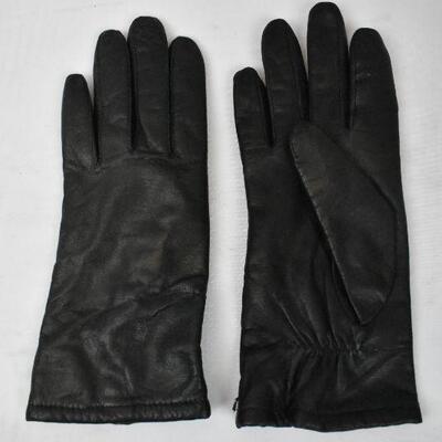 Women's Black Leather Gloves with Lining