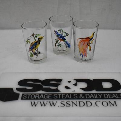 3 Small Bird Glasses - Need Cleaning