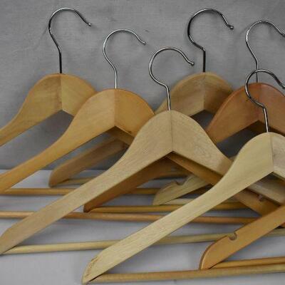 11 Wooden Hangers: 10 Brown 1 White