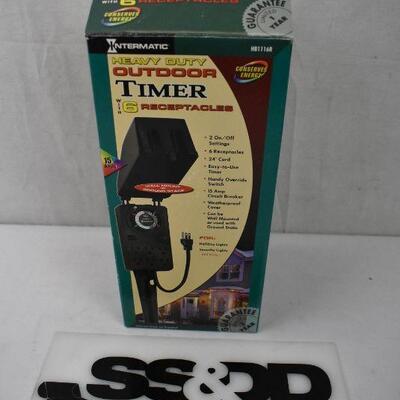 Heavy Duty Outdoor Timer with 6 Receptacles for Holiday & Security Lights