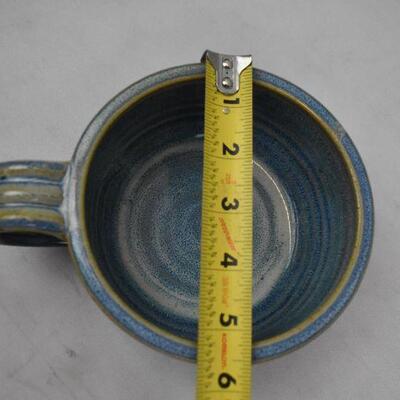 Blue Ceramic Pottery Bowl with Small Handle, Handmade