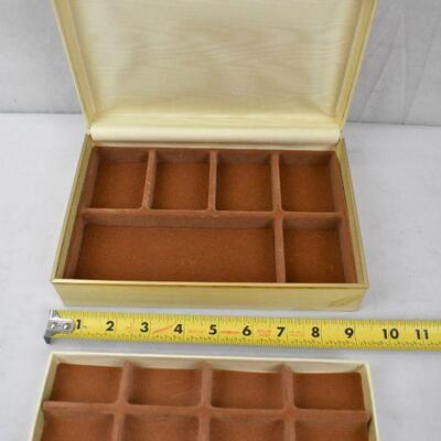 Jewelry Box, Cream Colored, Brown on Inside 9