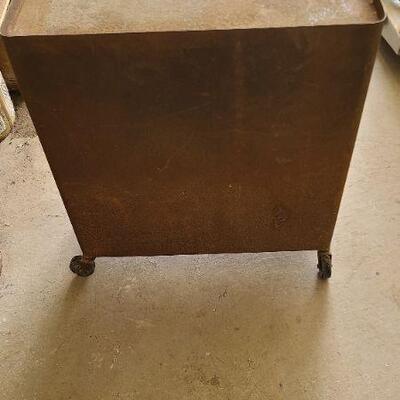 Vintage Metal 2 Shelf Rolling Cabinet