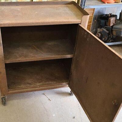 Vintage Metal 2 Shelf Rolling Cabinet
