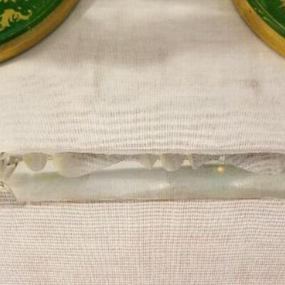 Lot #85  Pair Baccarat Green Glass Mantle Lustres with long prisms