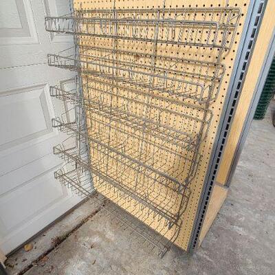 Pegboard Gondola Rolling Display Unit W/Wire Basket Unit