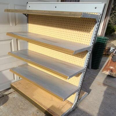 2 Sided Pegboard Rolling Gondola W/ 4 Adjustable Shelves