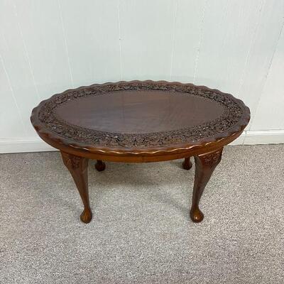 Oval Carved Rosewood Coffee Table