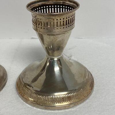 Pair of Sterling Candlesticks with Pierced Top