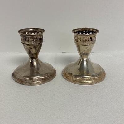 Pair of Sterling Candlesticks with Pierced Top