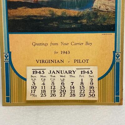 1943 Calendar - Given as Gift from the Paper Boy