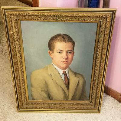Lot #87  Original Oil Painting - Pensive Young Man