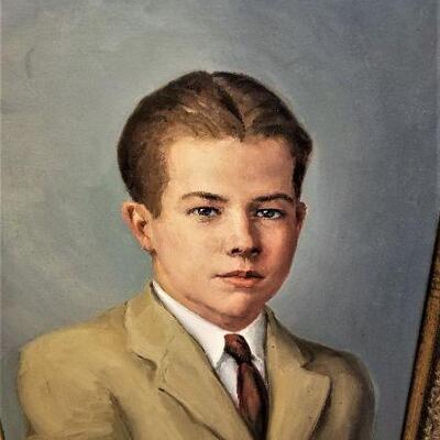 Lot #87  Original Oil Painting - Pensive Young Man