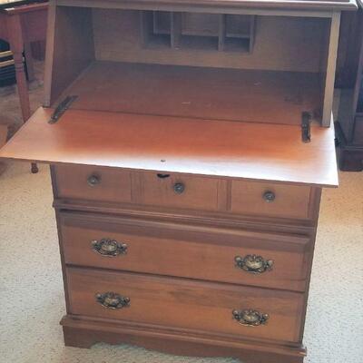 Lot #99 Vintage Drop Leaf Desk - Chest of Drawers