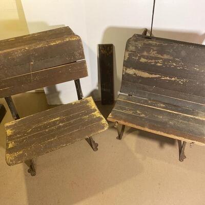 Lot# 132 Pair Antique Cast Iron School Desks 