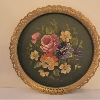 Lot #101  Vintage painted Tole Tray