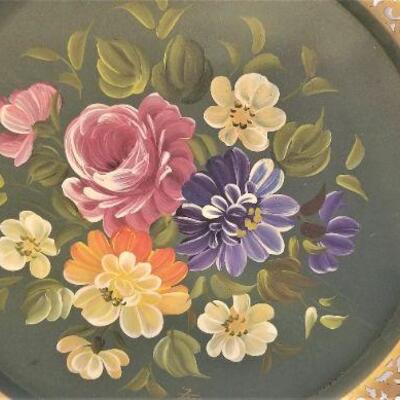 Lot #101  Vintage painted Tole Tray