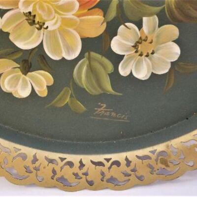 Lot #101  Vintage painted Tole Tray