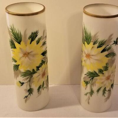 Lot #102  Pair of Antique Bristol Vases