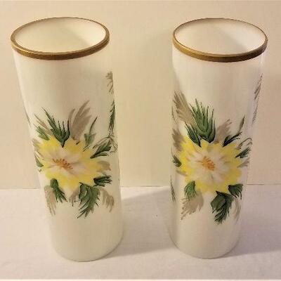 Lot #102  Pair of Antique Bristol Vases