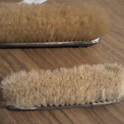 VINTAGE HAND MIRROR AND SILVER HANDLE BRUSHES' 