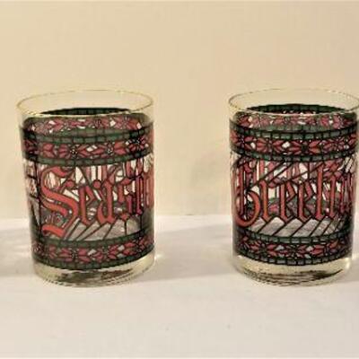 Lot #113  Set of Four Vintage Christmas Bar Glasses