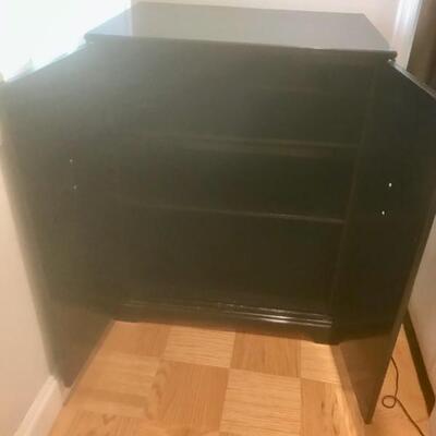 Black Lacquer Cabinet with shelves 30 3/4" W X 22 D X 39" H $110