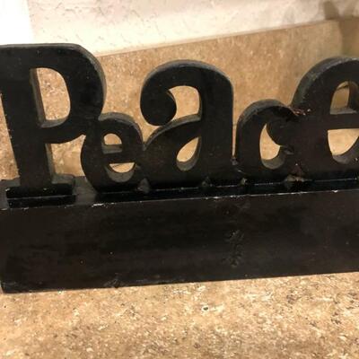Wood piece "Peace" sign $5