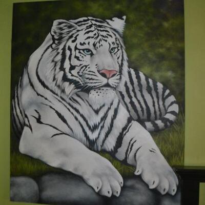 LOT 70 WHITE TIGER OIL ON CANVAS