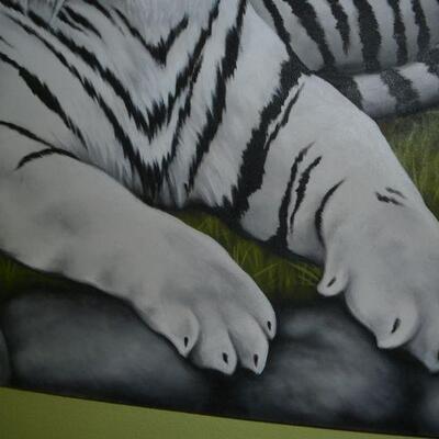 LOT 70 WHITE TIGER OIL ON CANVAS