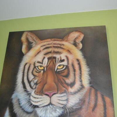 LOT 77. OIL ON CANVAS TIGER 40