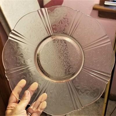 Lot #121  Glass Lot - Depression Plate and Fleur di Lis Vase
