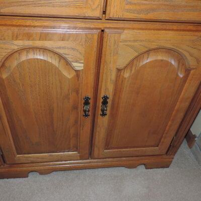 GLASS FRONT CABINET AND CORNER SHELVING