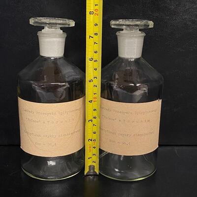 Pair of Vintage Apothecary Bottles - Polish 