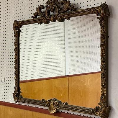 Large Wood Framed Detailed Mirror