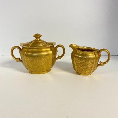 Gorgeous Picard Gold Floral Sugar and Creamer Set 
