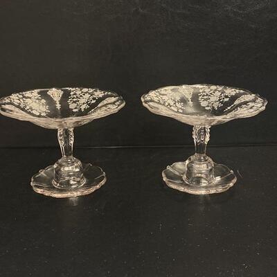 Pair Rosepoint Combo Candlestick & Comport Dish
