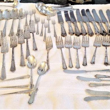 Lot #135  Lot of Vintage Sterling Silver Flatware - 70 pcs. Jennings Silver Co. "Georgian Maid"